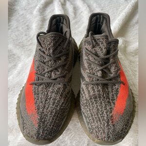 Adidas Yeezy Boost 350 V2 Gray and Orange Knit Sneakers